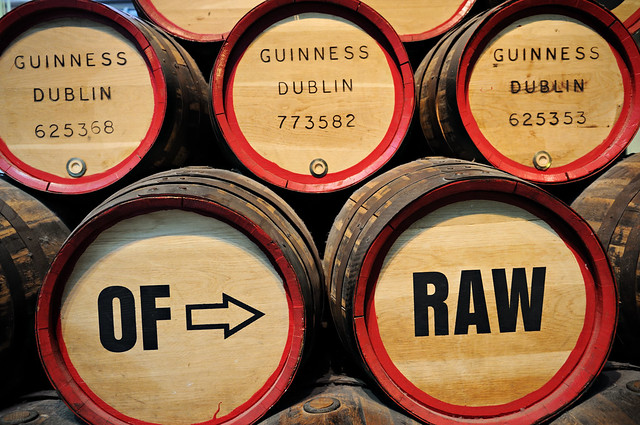 Barrels inside the Guinness Storehouse in Dublin - Ireland