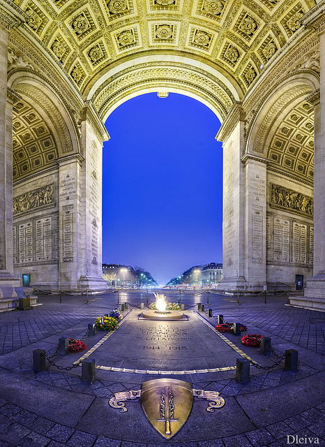 Arch of Triumph, Tomb of the unknown soldier, Paris, France.