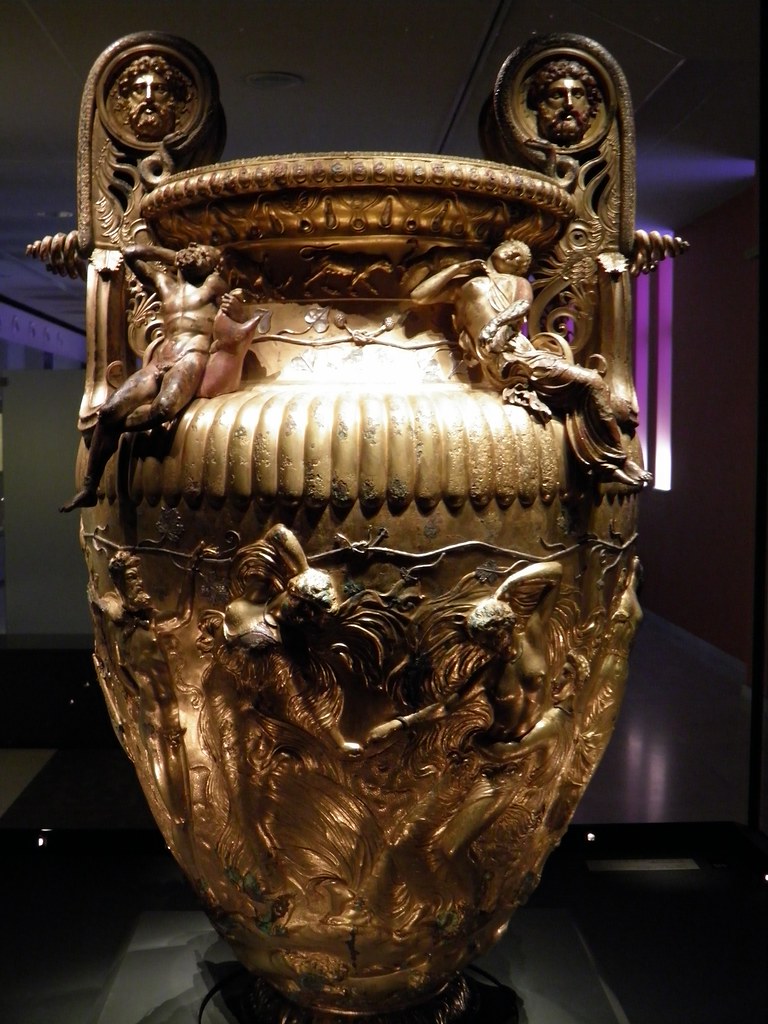 The Derveni krater, late 4th century B.C., Maenads with a Silenus, Derveni krater, side B, Archaeological Museum, Thessaloniki, Greece