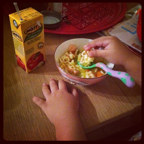 Putting popcorn in her chicken noodle soup so funny | Flickr