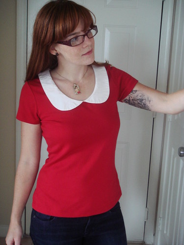 Mod red top with dolly/peter pan collar | by brafbraf