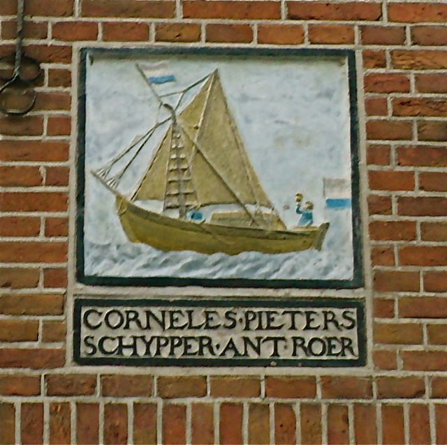 Waterschip, Corneles Pieters Schipper ant roer.| Cornelis Pieters skipper at the helm