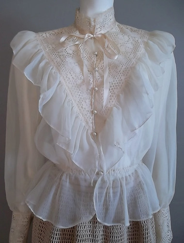 Victorian Inspired Ivory Chiffon & Ornamental Lace Ruffled… | Flickr