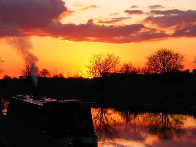 Canal Boat at Sunset