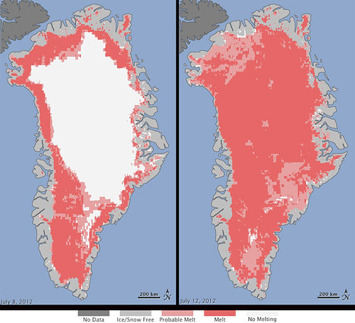 Satellites See Unprecedented Greenland Ice Sheet Surface Melt