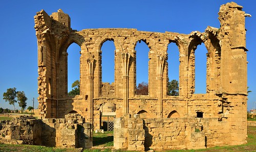 abandoned architecture byzantine church churchofstgeorgeofthelatins crusaders cypriotgothic cyprus destroyed easterncoast famagusta latinchurches masonry northerncyprus palmtrees ruins turkishoccupiedcyprus