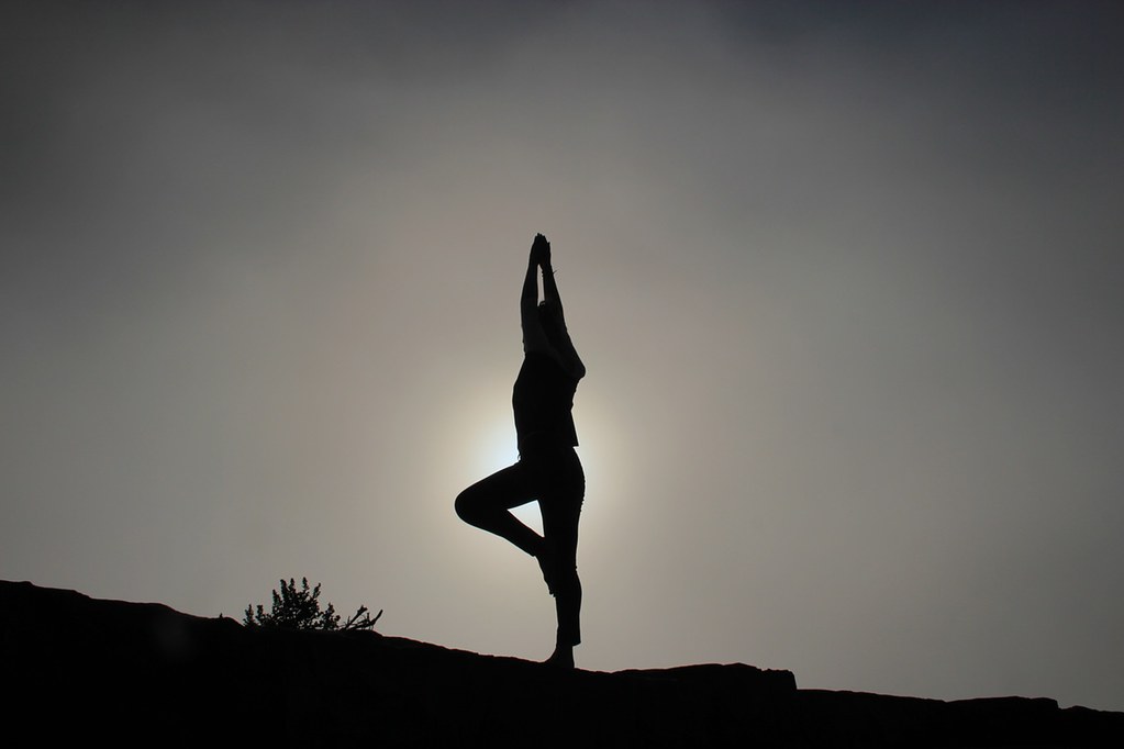 Sunrise yoga pose outdoors