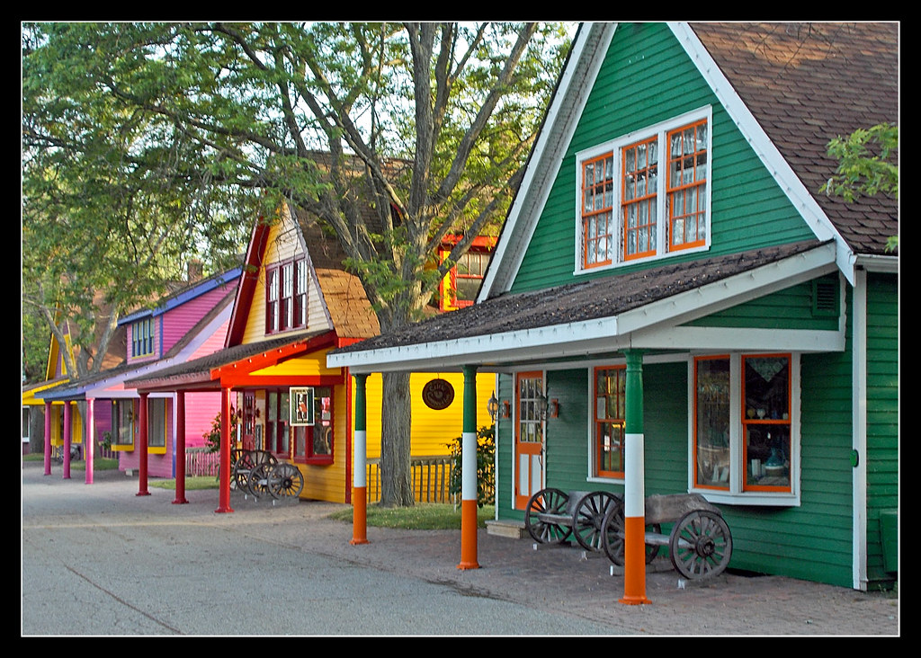 Colorful shops in Canterbury Village, Michigan | I attended … | Flickr