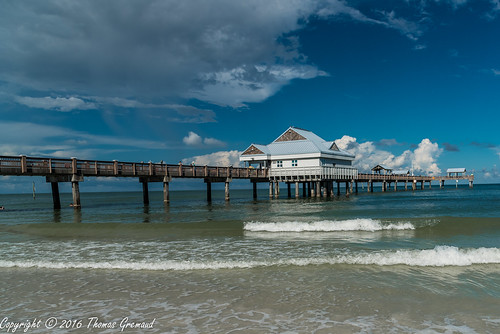 gulfofmexico pinellascounty blue sand ocean pier clearwaterbeach surf clouds beach clearwater florida