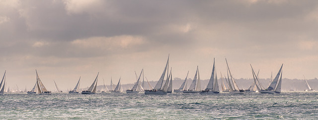 Round the Island Race 2012 - Telephoto Panorama from Yarmouth Pier