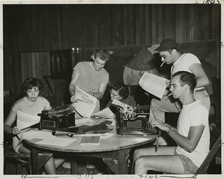 Young men and women working on writing for publications at Camp Wel-Met, 1948 | by Center for Jewish History, NYC