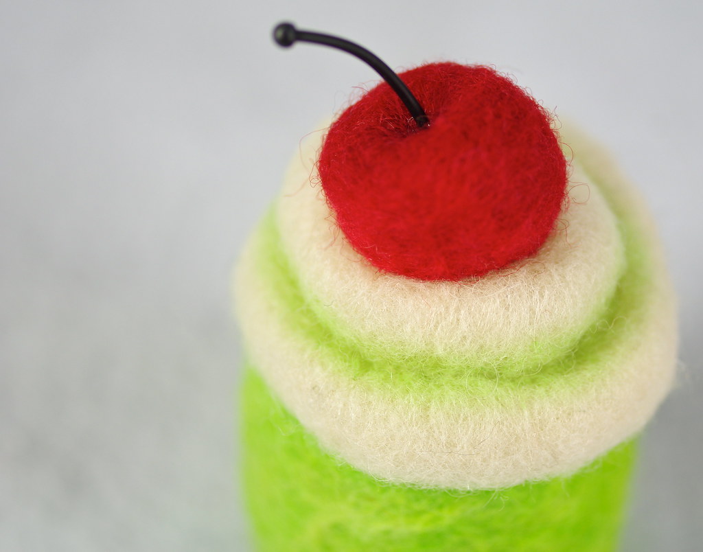 Felted Chicken - Lime Cupcake