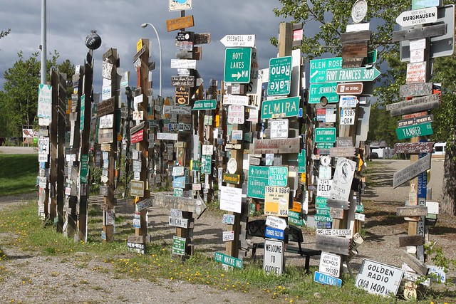 Seattle to Anchorage: Sign Post Forest in Watson Lake, Yukon