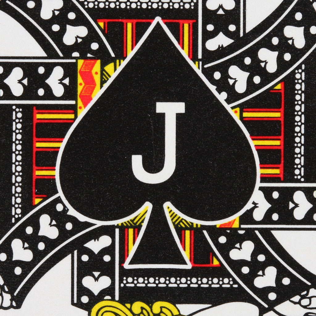 Round Playing Card Jack of Spades.