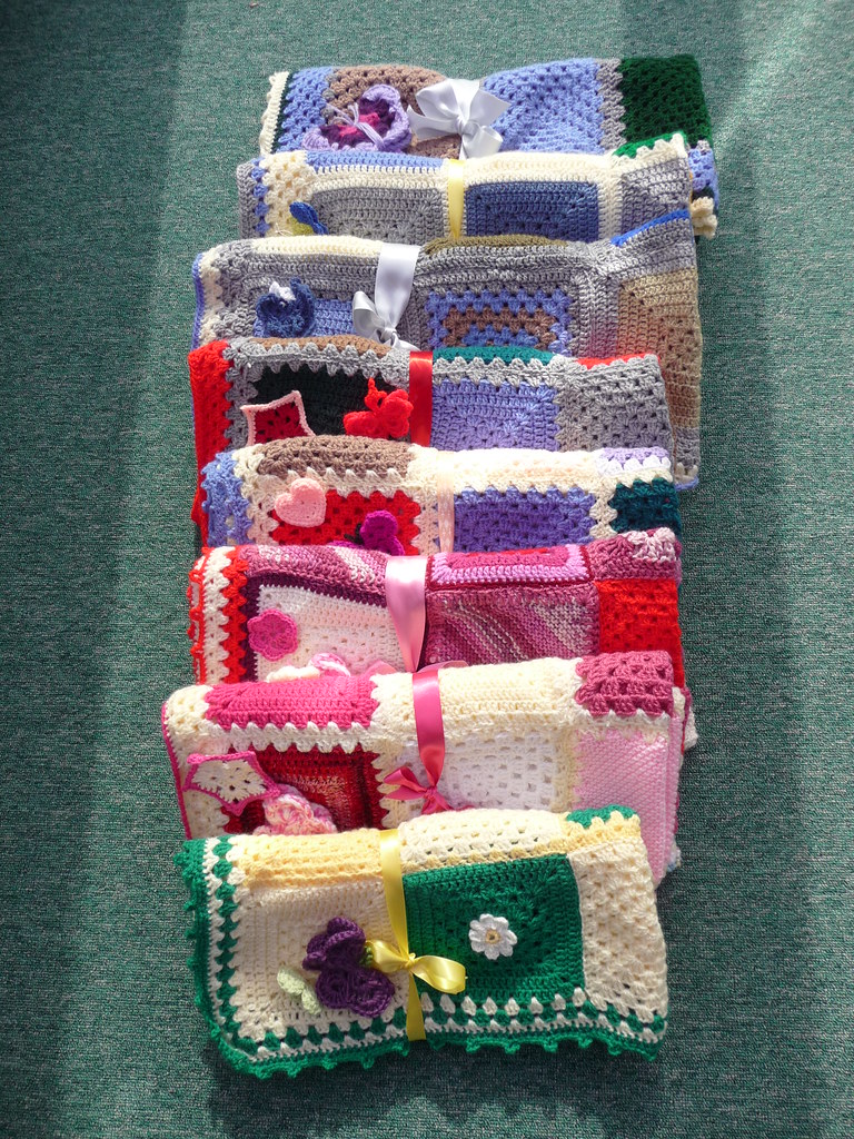 8 Beautiful Blankets made and donated by the Ladies on MSE. Thank you so much!