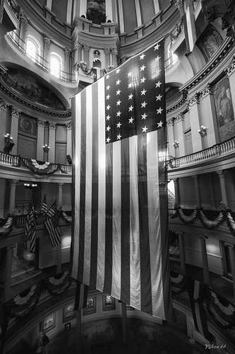 Old St. Louis Courthouse Rotunda with Flag B&W by Nikon66