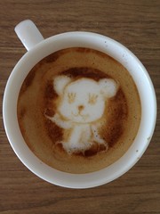 Today's latte, Momo the PostPet.
