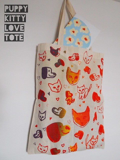 puppy kitty love tote