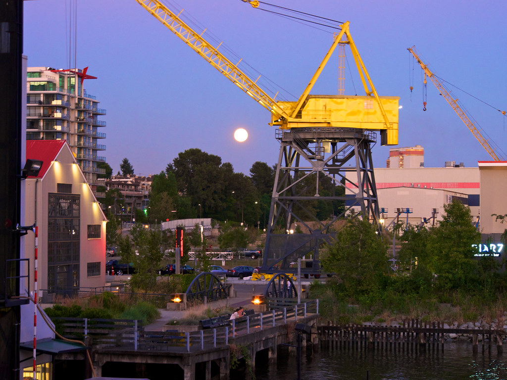 Moon over The Shipyards by photocafe