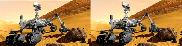 Mars-Nasa-JPL Curiosity 3D conv. image by Allan Silliphant, widescreen Glassless 3D