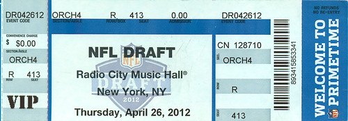 April 26, 2012, NFL Draft, Round 1, Radio City Music Hall, New York City - Ticket Stub (Andrew Luck and Robert Griffin III Drafted #1 and #2)