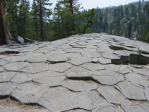 Top of the basalt columns at the Devil's Postpile, polished smooth by ice | by Alex Kidner