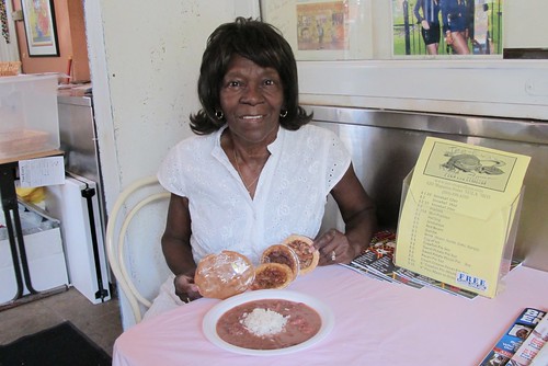 Tee-Eva with her red beans & rice. Photo by Jennifer Leslie