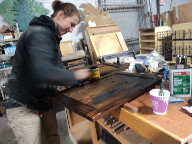 Megan Smiling and Staining