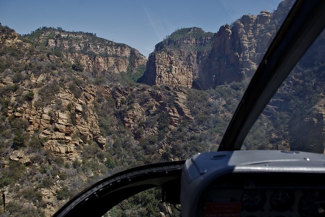Helicopter Approaching Canyon Rim, Sedona