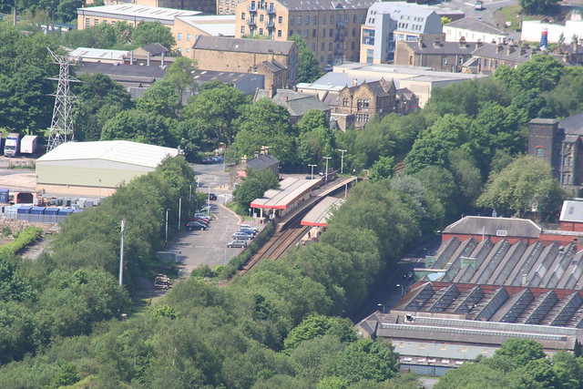 Sowerby Bridge railway station, from Wainhouse Tower