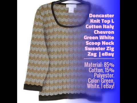 Doncaster Knit Top L Cotton Italy Chevron Green White Scoop Neck Sweater Zig Zag | eBay