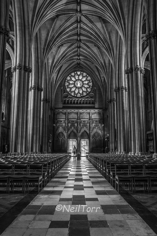 Bristol Cathedral Nave B&W