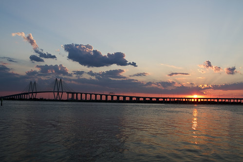 bridge sunset sky water bay texas baytown houston laporte fredhartmanbridge sanjacintoriver