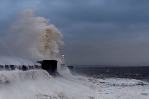 the big one by Nige H (Thanks for 28m views), sea waves storm porthcawl wales landscape seascape lighthouse quay summer summerstorm