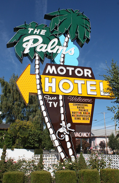 The Palms Motor Hotel, newly repainted.  Interstate Avenue, Portland Oregon.  September 29 2012.