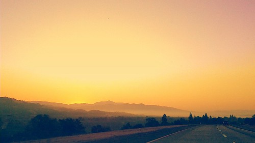 california road morning trees orange mountain car yellow sunrise highway day low 100v10f hills clear 101 mists flickrandroidapp:filter=none