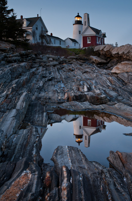 Moonlit Reflection of Pemaquid Light, New Harbor, Maine (8118-8121)