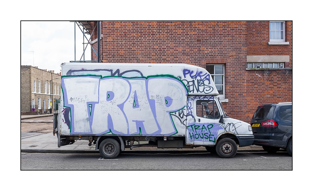 Graffiti (Trap House), East London, England.