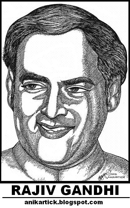 RAJIV GANDHI Portrait 03 - Art by Artist Anikartick,Chennai,India