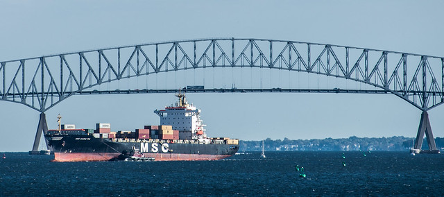 MSC Maria Pia Passes Under the Key Bridge