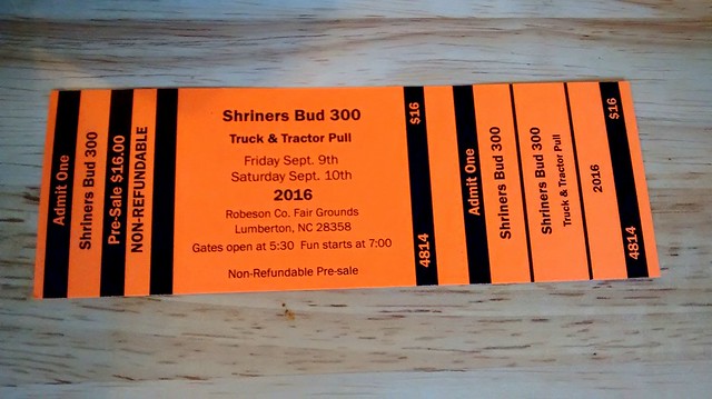 My Ticket To The Tractor Pull.