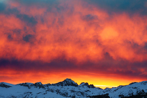 winter sunset snow minaret summit fiery