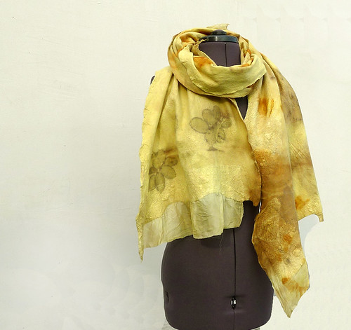 Nuno felted scarf natural dyed eco printed | The scarf is fe… | Flickr