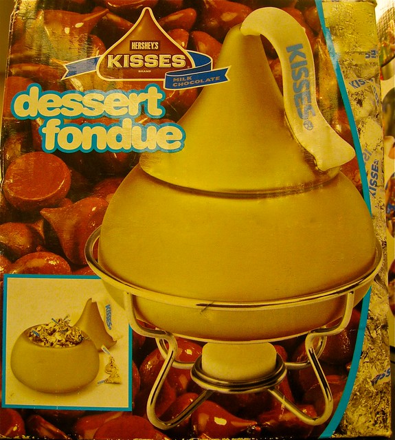 in the 70s everyone had a fondue pot. mine was harvest gold ~grin~