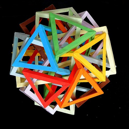 origami prism wireframe kwan polyhedron modularorigami triangularprism danielkwan polypolyhedra wovenpolyhedra simplepaper