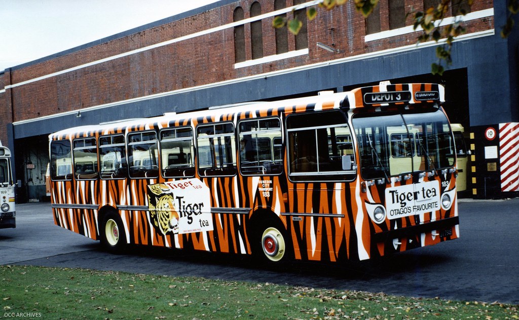Tiger Tea advertising on Dunedin City Bus, 1983