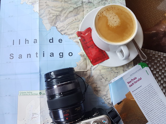 Cabo Verde Cape Verde Ilha de Santiago Island Map Cup of Coffee Camera © Kapverden Kapverdische Inseln Kap Verde Landkarte Kaffee Kamera ©