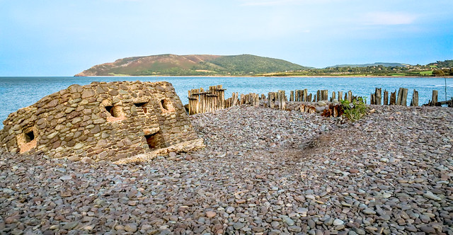 Sea erosion has led to the collapse of a World War II strong post, or 'pillbox' at Porlock Weir in Somerset