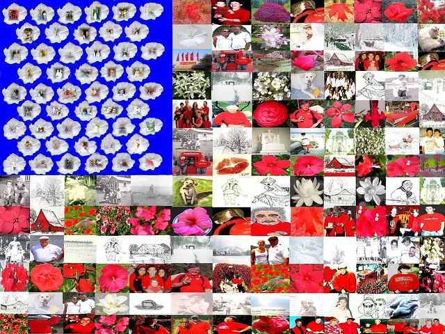American flag of family pictures