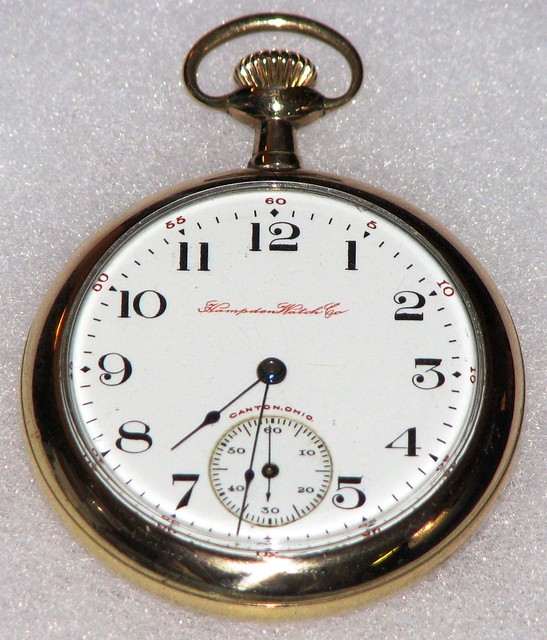 Vintage Hampden Watch Co. Pocket Watch, Circa 1908, 17-Jewels, 14-Karat Gold Filled